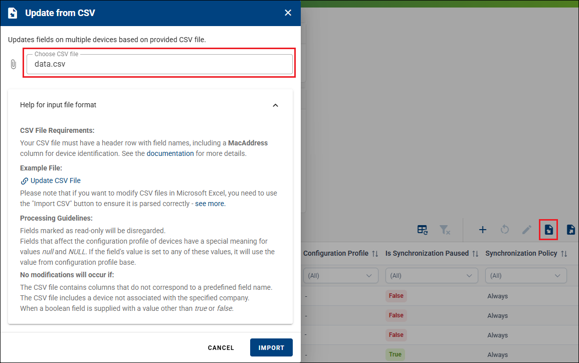 CSV Import