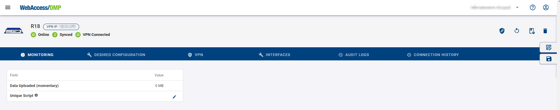 Device Dashboard with no data