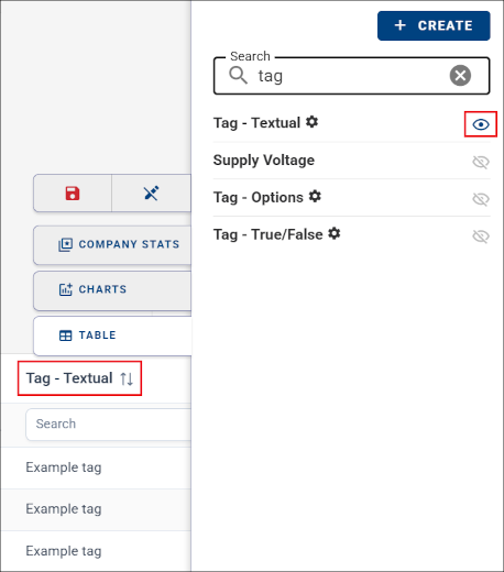 Tag field in the dashboard