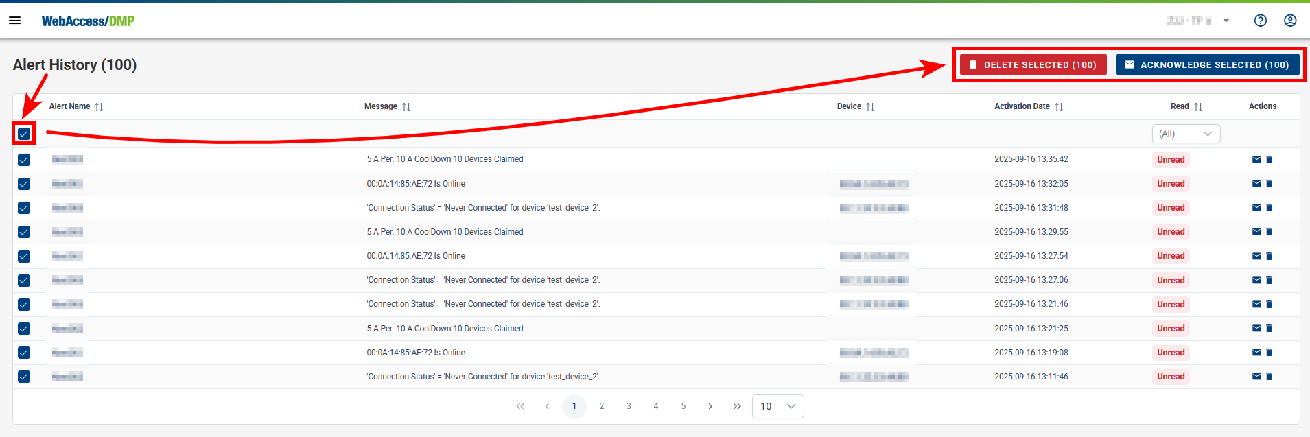 Alerts Delete Alerts delete