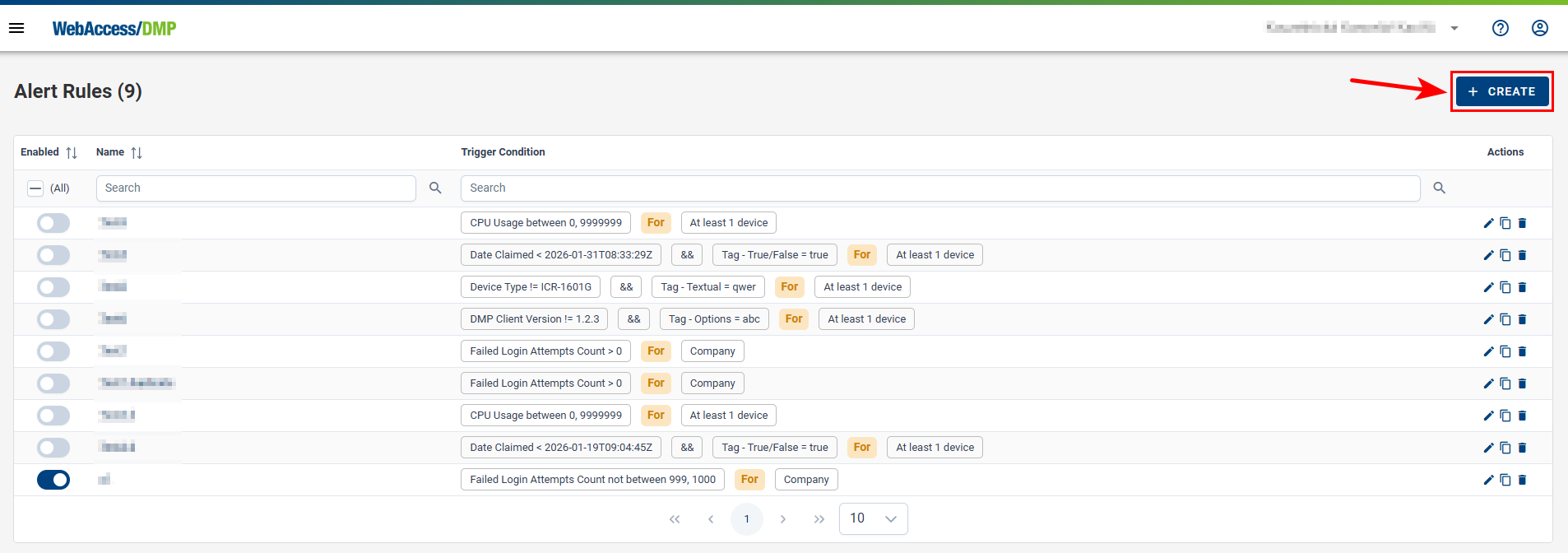 Create Alert Rule Alerts rule create