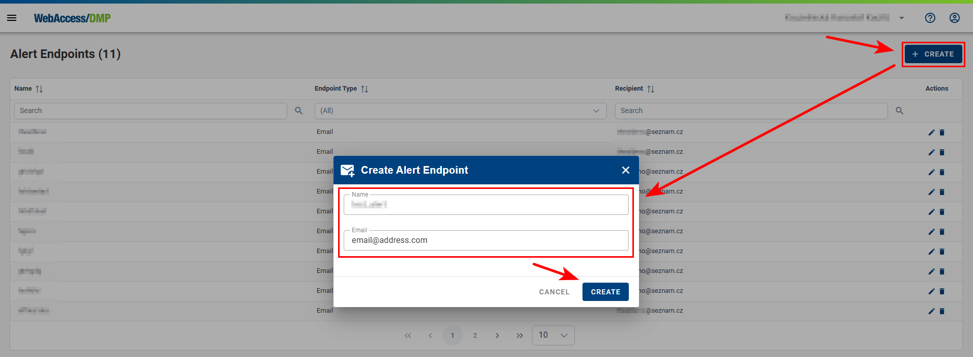 Create Endpoint Alerts create