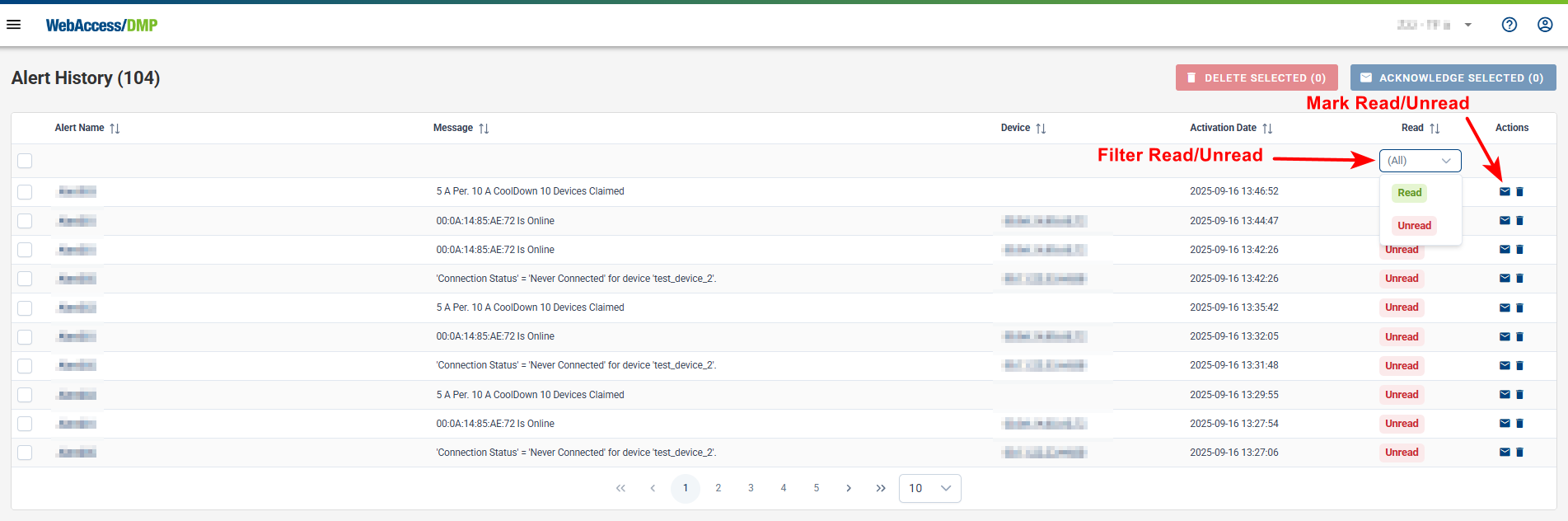 Alerts History Alerts history