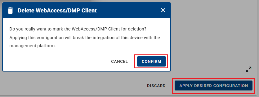 Confirm DMP Client Router App deletion