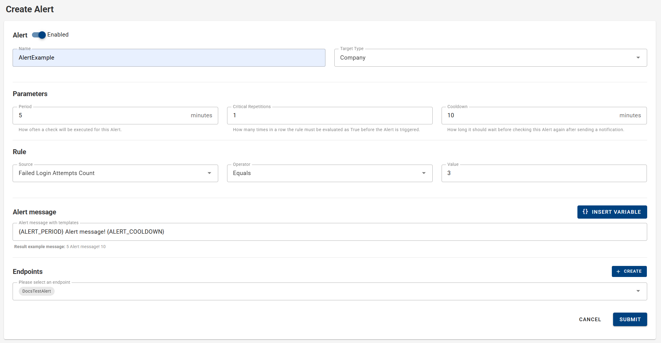 Alerts Rule Company Details Alerts Rule Company