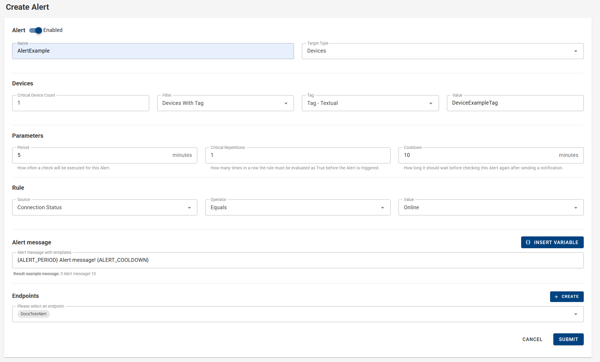 Alerts Rule Devices Details Alerts Rule Devices