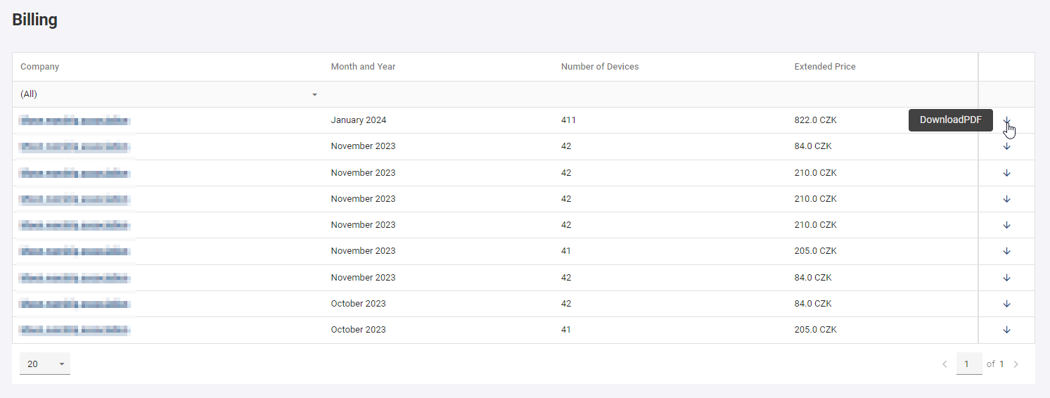 Billing Summaries List