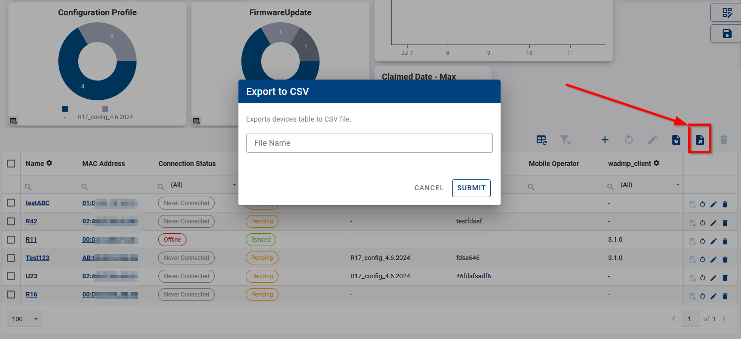 CSV export