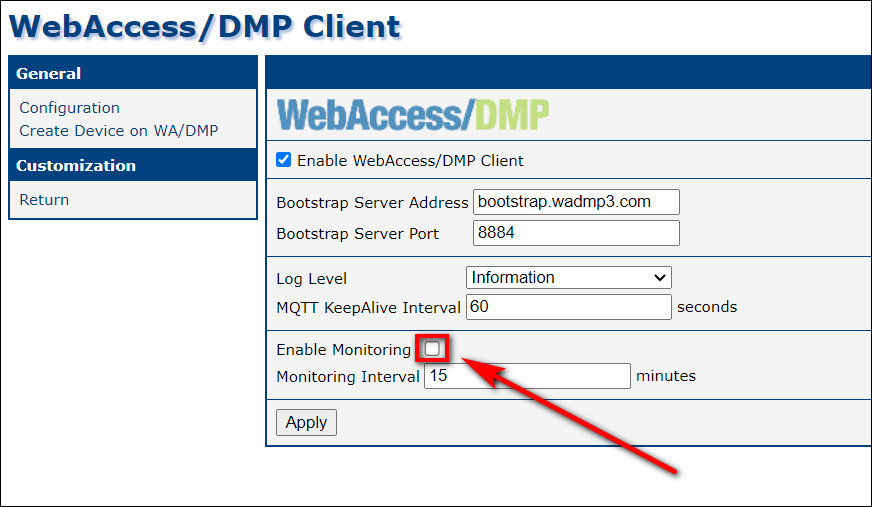 WebAccess/DMP Client configuration options