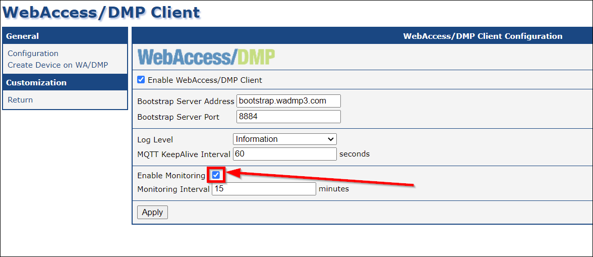 Client monitoring interval