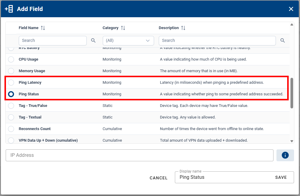 CSV export