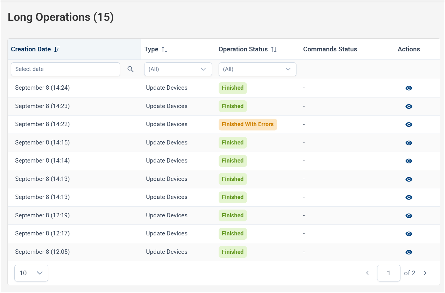 Long Operations page