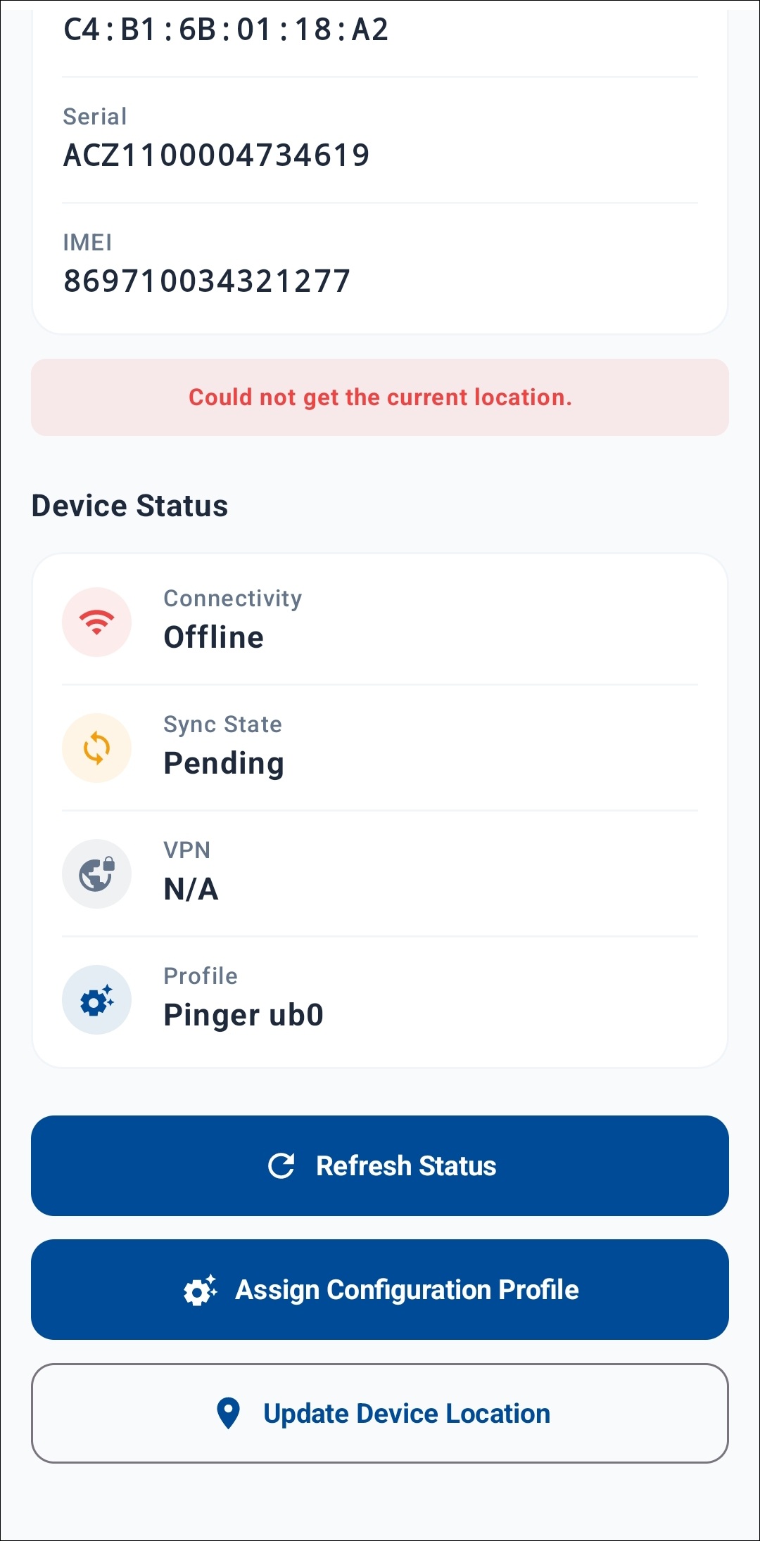 Update device location