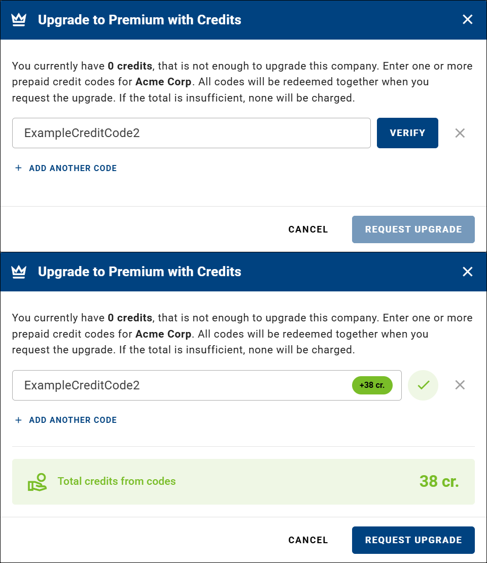 Upgrade to Premium with Credits Upgrade to Premium with Credits dialog