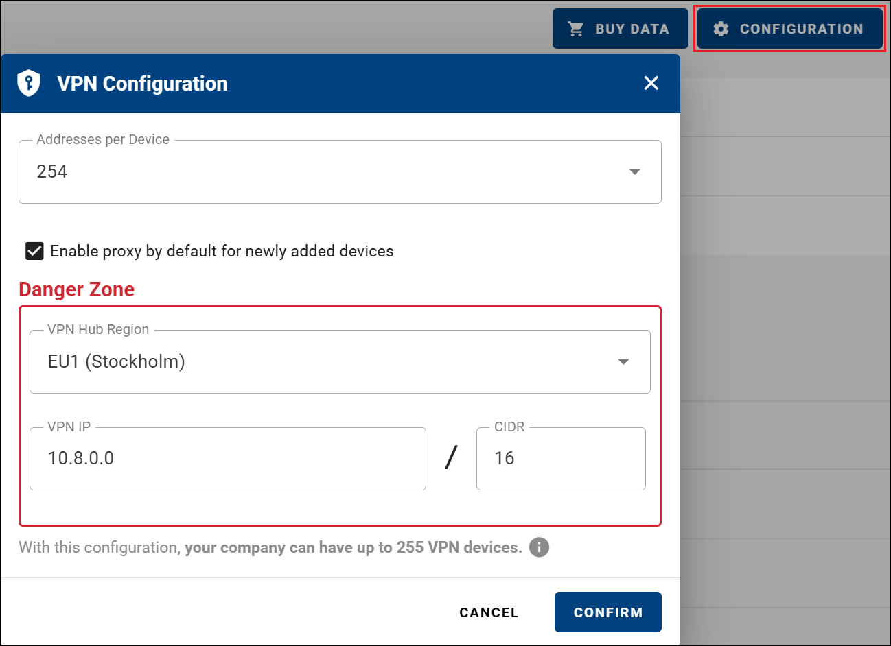 VPN Hub configuration