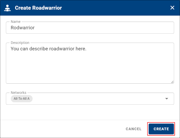 Confirming Roadwarrior creation